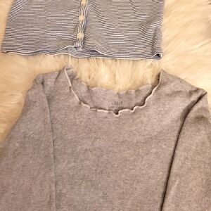 Brandy blu striped sh sleeve, buttonsup crop to belly,John Galt long sleeve gray